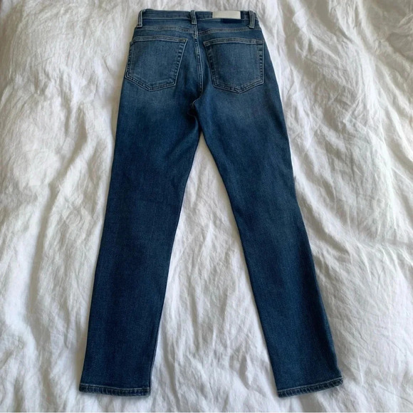Re/Done High Rise Comfort Stretch Ankle Crop Jeans Button Fly Vintage Stone - Picture 3 of 6